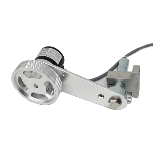 Codeur rotatif de mesure avec bras de fixation et roue métal 200mm