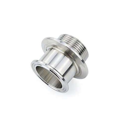 Adaptador sanitario de rosca macho de triple abrazadera con doble férula de acero inoxidable 304 for cerveza casera - Accesorio de tubería DN32/DN40(Without Nut,DN32x50.5mm-64mm)