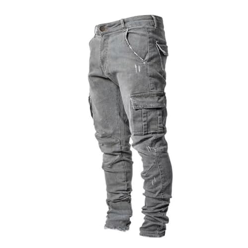Men's Slim Fit Stretch Jeans, Distressed Straight Leg Fashion Comfort Cargo Pants