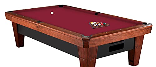 Premium Teflon Wool and Nylon Pool Cloth - Pool Table Felt Replacement Kit – 9 feet Billiard Cloth and 6 pre-Cut Rail Pieces- 2 Spots and Matching Chalk – 21 oz. -Multiple Colors (Red)