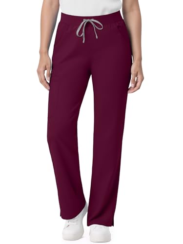 Image of Scrub Pants for Women - Straight Leg Medical Scrub Pants with 6 Pockets - Drawstring Soft Stretch Women Scrub Pant