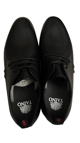 Taino Men's Classic Oxford Dress Shoes, Black Textured Leather, Lace-up