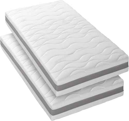 BLUE MOON – Lot de 2 Matelas 3D Twist 90x200. Mousse profilée 5 Zones de Confort. Épaisseur 15...