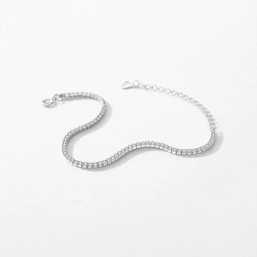 Ipeppy TZDZB50219\IPEPPY 925 Sterling Silver Cubic Zirconia Tennis Bracelet For Women Sparkling Classic 1Mm Simulated Diamond Charm Chain Bracelets Bridal Wedding Birthday Jewelry Gifts thumb #2