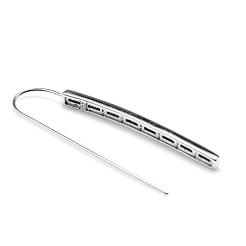 Silvershake Long Abalone Paua Shell Inlay White Gold Plated 925 Sterling Silver Threader Earrings #TOP3