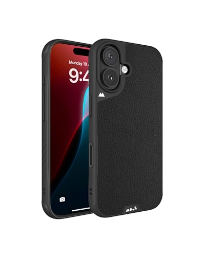 Mous Etui do iPhone'a 16 MagSafe kompatybilne z przyciskiem sterowania kamerą - Limitless 6.0 - czarna skóra - ochronne, odporne na wstrząsy etui na telefon