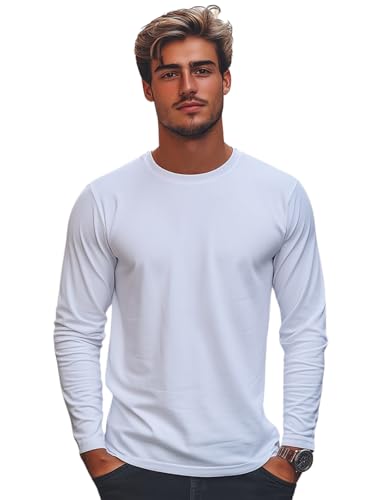 Image of Veirdo Pure Cotton Round Neck Regular Fit Solid Full Sleeve T-Shirt for Men & Boys (Available in Black, Cork, Green, Maroon, Navy, Swanwhite & White Color)