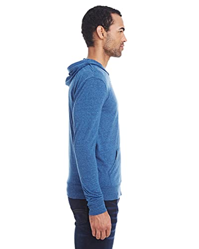 Threadfast Apparel Unisex Triblend Full-Zip Light Hoodie XS ROYAL BLK TRBLND3
