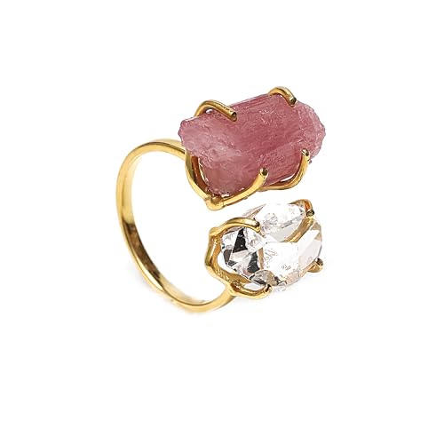 Bague en véritable diamant Herkimer tourmaline argent 925 pour homme femme