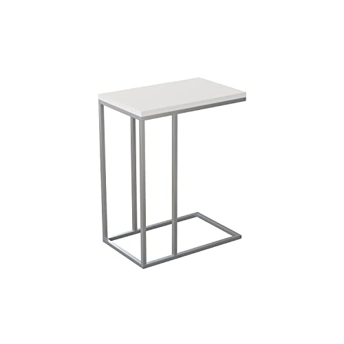 Safdie & Co. Accent End Table, C Shape, White
