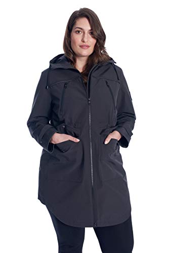 Alpine North Women’s Drawstring Raincoat (Plus Size) - Lightweight, Dwr Water Repellent, Windproof, Rain Jacket With Hood | 3X, Pewter #TOP1