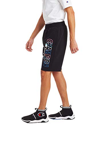 Champion Men's 10 Inch Reverse Weave Cut-Off Shorts, Block Logo, Black, Medium - image 2