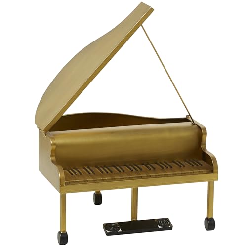Escultura Decorativa Piano Metal Dorado 16 x 13 x 22 in