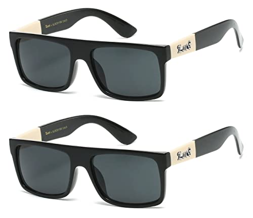 Locs 2 Pack IVORY Black Sunglasses | Authentic Gangster Flat Top Ivory Arms Shades