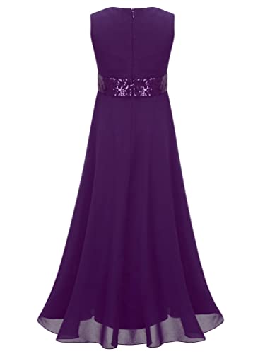 YiZYiF Kids Girls Sequined Junior Bridesmaid Dresses Wedding Flower Girl Gowns Chiffon Long Maxi Gowns2