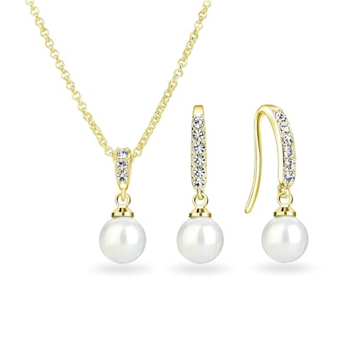 Philip Jones Ensemble de gouttes de perles plaquées or créées avec des cristaux Zircondia®