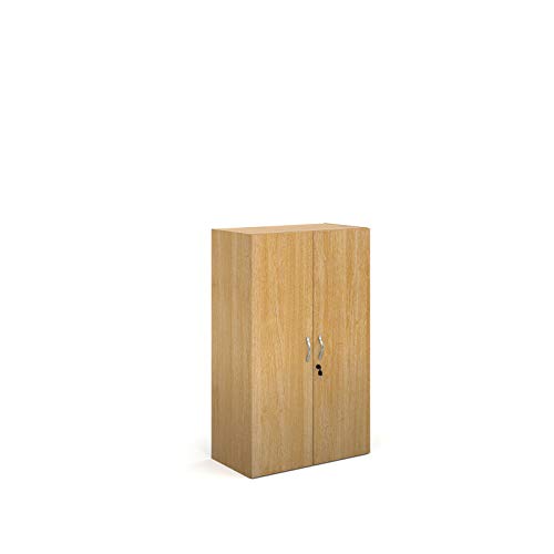 Mr Office Contract 25 double door cupboard 1230mm high with 2 shelves, Oak