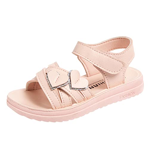 Children Shoes Fashion Love Decorative Thick Sole Sandals Soft Sole Comfortable Princess Sandals Kids Slides (Red, 4.5-5 Years Little Child)