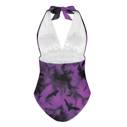 Women's Halter Swimsuit One Piece Bathing Suit V-Neck Tummy Control Swimwear2