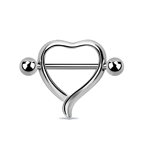 PiercingDoc Piercing para pezón, titanio, corazón, plata, para mu...