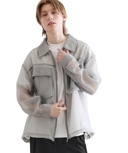 [ティーケー タケオキクチ] カジュアルシャツ シアーシャツアウター 17082103 メンズ グレー(012) 88(FREE)