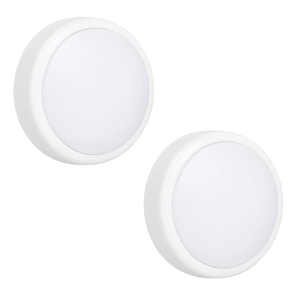 Marco Paul Interiors Push Light - 2Pc Marco Paul 2 Pack Led Battery Operated Push Lights - Twin Set For Cupboards, Wardrobes, Stairs And Dark Corners - Cordless Stick On Press Switch Lamps, Easy Installation, Portable Indoor Lighting