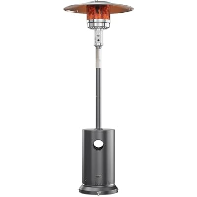 EAST OAK 55,000 BTU Propane Patio Heater with Round Table & Stainless Steel Burner, Outdoor Heater with Wheels, Ideal For Large Patios, Gardens, Outdoor Events, Commercial Use, Carbon Black