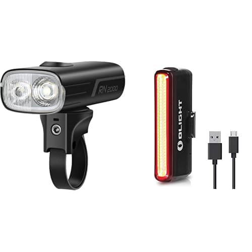 OLIGHT Luci per Bicicletta Pacchetto in luce Anteriore RN 2000 e Luce Posteriore SEEMEE 30C Torcia Bici 2000 Lumen e 30 Lumen