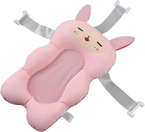 Image of Babies Bloom Baby Bath Seat Support Mat Foldable with Strap| Newborn Bathtub Pillow | Infant Anti-Slip Soft Comfort Body Cushion | Baby Gifts | Baby Products | Ideal for 0 to 3 Years (Pink)