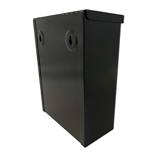 Image of S.A.C. TD1000BK Sanitary Napkin and Tampon Disposal Receptacle - Surface Mount, Black Steel, Hidden Liner, Lift-Top Lid, Mounting Hardware Included