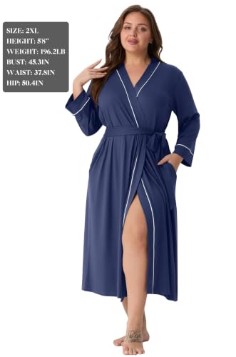 Image of PrinStory Womens Robe Long Knit Bathrobe Lightweight Soft Robes Ladies Bath Robe