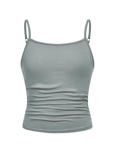 Image of SOLY HUX Girl's Tank Tops 3 Packs Cute Ruched Spaghetti Strap Camisole Slim Fit Undershirts