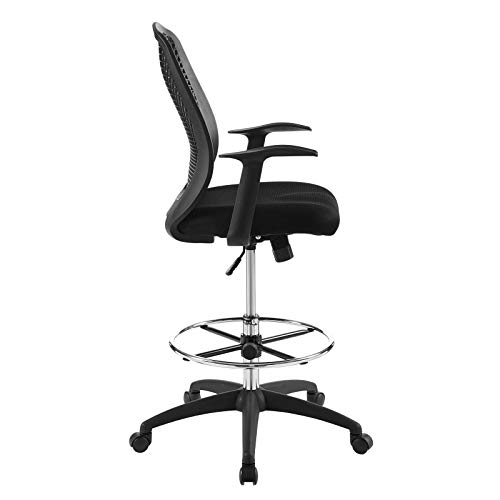 Modway Intrepid Mesh Adjustable Swivel Standing Desk Reception Drafting Chair In Black #TOP2