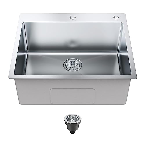 VEVOR Kitchen Sink, 304 Stainless Steel Recessed Sink, Top Mount Single Bowl with Accessories (2 Pack), Home Dishwasher Sink for Workstation, RV, Prep Kitchen and Bar Sink, 25" by VEVOR - Used condition - US$99.95