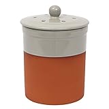 Terracotta Ceramic Kitchen Compost Caddy (Pale Grey) - Chetnole ceramic composting Bin for Food Waste Recycling