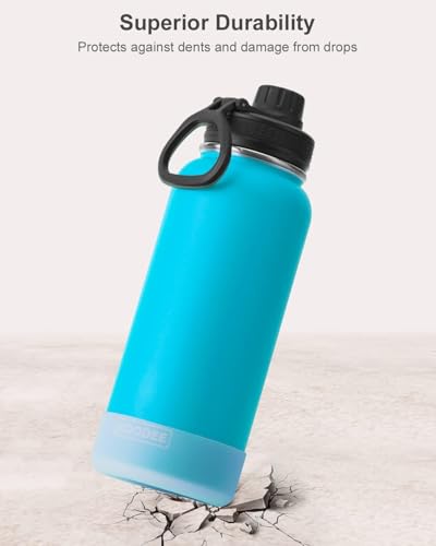Image of koodee Insulated Water Bottle, 32 oz Stainless Steel Double Wall Vacuum Wide Mouth Sport Bottle with Leakproof Spout Lid (Sky Blue)