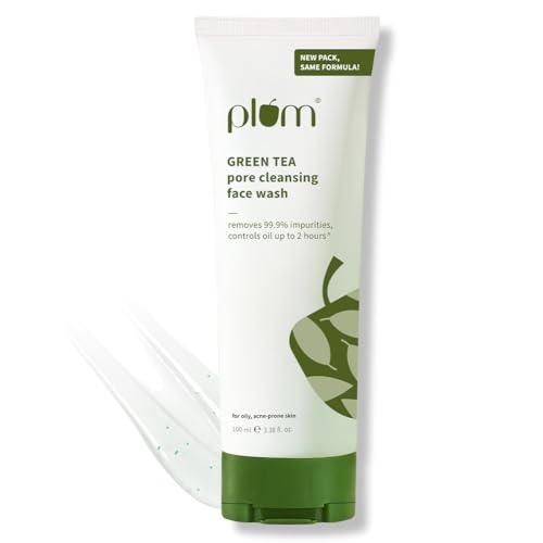 Plum Green Tea Pore Cleansing Face Wash for Oily, Acne Prone, Dry & Combination Skin | with Glycolic Acid | Fight Pimples & Control Excess Oil | Gentle Exfoliating & Non-Drying | Women & Men | 100ml