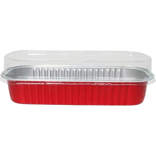 ケーキパンアルミホイルミニローフパン 蓋付き ホイルカップケーキコンテナ 使い捨て長方形ベーキングカップ マフィン缶 ブラウニーパン ラメキン ローフ マフィン パン ベーキングコンテナノンスティック デザートケーキパン毎日のベーカリーパーティー用100個