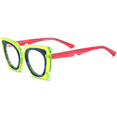 Image of HEPIDEM Gradient Multicolor Acetate Glasses Frame Women Big Oversize Eyeglasses 2023 New Spectacles Eyewear