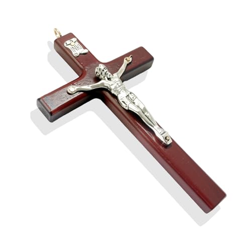 UIHRLM Wooden Cross, 4.9 Inch Jesus Cross with Hanging Hole Design, Crucifix Wall Hanging Religious Worship Symbol Catholic Ornament Accessories for Church, Living Room, Home Decoration
