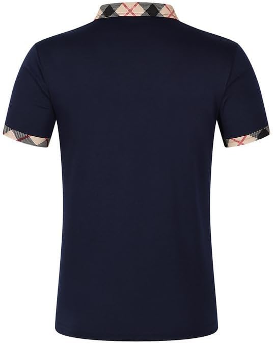 Mens Casual Polo Shirt Classic Buttoned Henley Neck Basic Short Sleeve Fashionable Golf Collar Shirt - Image 4