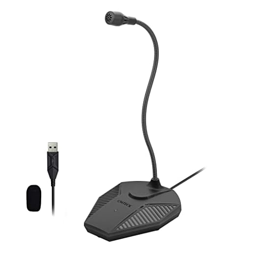 USB Computer Microphone, Plug &Play Desktop Omnidirectional Condenser PC Laptop Mic, Mute Button with LED Indicator, Compatible with Windows/Mac, Ideal for YouTube, Skype, Recording, Games(G100)
