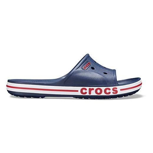 Crocs Unisex Bayaband Slides | Slide Sandals, Navy/Pepper, 9 Men/11 Women