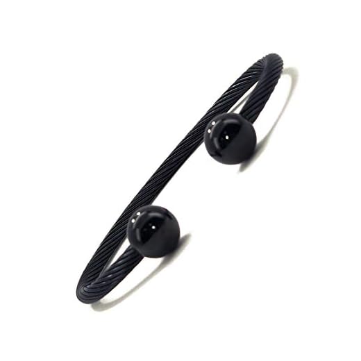 Accents Kingdom Magnetic Bracelet Stainless Steel Cable Cuff Magnetic Therapy & Healing Bracelet for Arthritis and Carpal Tunnel - Black Gun Metal Round Ball