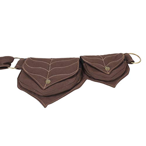 Image of Cotton two Leaf Pocket Waist Belt-Brown