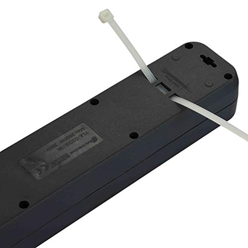 Electraline 62067 Power Strip for UPS with 6 Bivalent Sockets 10/16A with Safety Switch, Input Plug Type VDE C14, Cable 1.5 m, Black