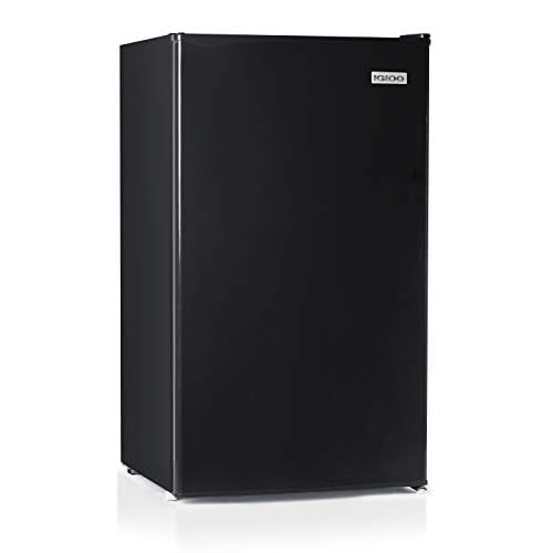 Igloo 3.2 Cu.Ft. Single Door Compact Refrigerator with Freezer – Slide Out Glass Shelf, Perfect for Homes, Offices, Dorms – Black