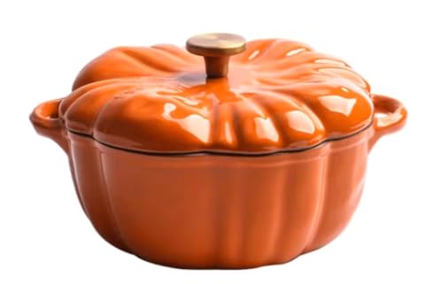 MGEMJMJ Casseruola Zucca Zucca in Ghisa Smaltata Casseruola Pentola con Coperchio Forno Olandese Padella Antiaderente Stufato di Zucca Zuppa Pentola(Size:16cmA,Color:Arancione)