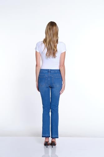 SLIM-SATION Women's Five-Pocket Zip Front Boot-Cut Flare Leg Pant with Embroidery4