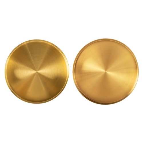 Plateau de service rond de 18 cm en acier inoxydable doré avec bord surélevé pour fruits, bijoux, bougies, collations, pour salon, table à manger, salle de bain
